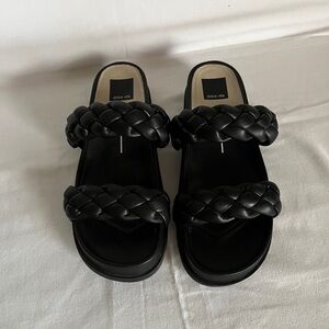 Dolce Vita Black Braided Slide Sandals